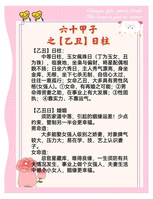 乙丑日柱男女八字命运详解(乙丑日柱八字案例)
