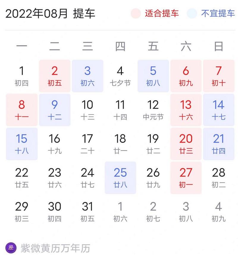 阳历8月提车黄道吉日查询 近几天农历9月提车吉日