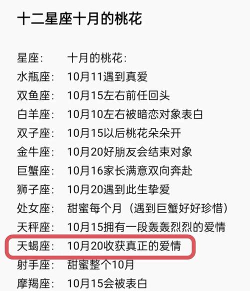 天蝎座10月份有桃花运嘛 天蝎座12月份下旬桃花运