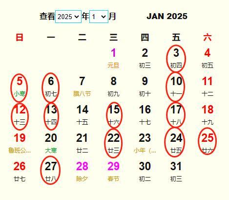 2025年一月安神吉日 2025年安神吉日一览表
