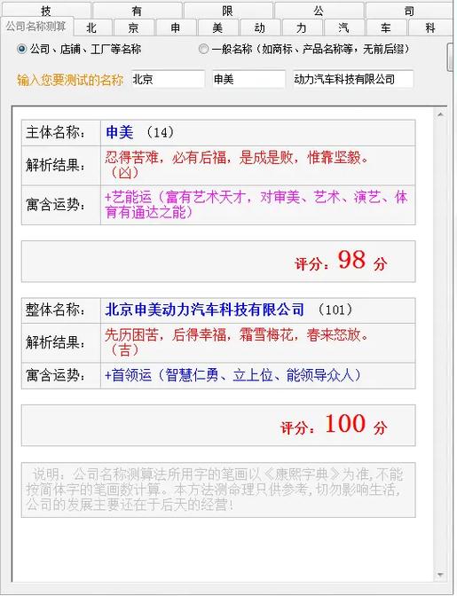 公司名字测算得分 测试公司名字大全