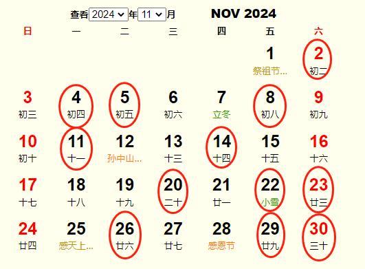 11月6号黄道吉日 11月8号黄历
