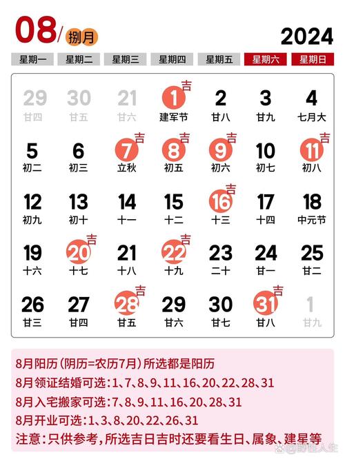农历8月2是吉日吗 农历8月有几天吉日